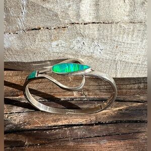 Fire Opal Cuff Bracelet | Sterling Silver Opal Bracelet